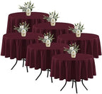 6 Pack Burgundy Tablecloths 70 Inch Round for 36"-48" Tables in Burgundy