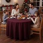 6 Pack Burgundy Tablecloths 70 Inch Round for 36"-48" Tables in Burgundy, alternate view 2