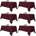 6 Pack Burgundy Tablecloths 70x108 Inch for 6 Foot Rectangle Tables in 70x108 Inch in Burgundy
