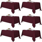 6 Pack Burgundy Tablecloths 70x120 Inch for 6-8 Ft Rectangle Tables in 70x120 Inch in Burgundy