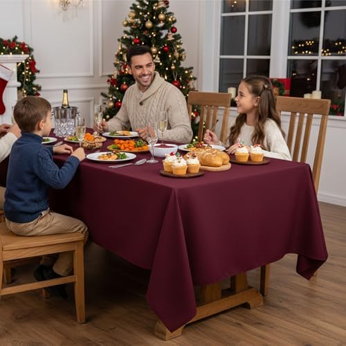 6 Pack Burgundy Tablecloths 70x120 Inch for 6-8 Ft Rectangle Tables in 70x120 Inch in Burgundy, alternate view 2