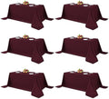 6 Pack Burgundy Tablecloths 90x132 Inch for 6 Foot Rectangle Tables in 90x132 Inch in Burgundy
