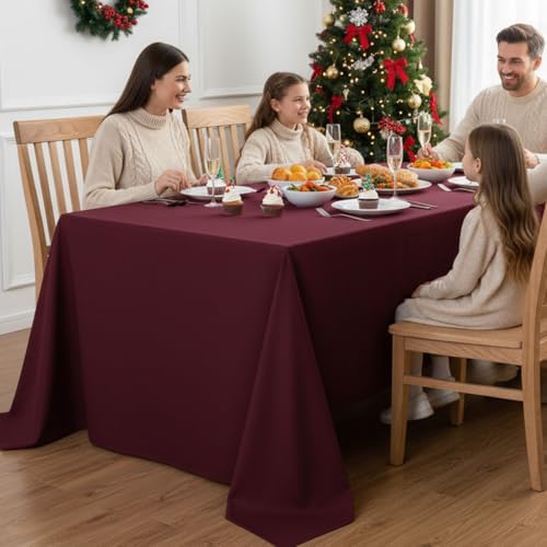 6 Pack Burgundy Tablecloths 90x156 Inch for 8 Foot Rectangle Tables in 90x156 Inch in Burgundy, alternate view 2