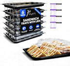 6 Pack Catering Trays with Lid - 15" Serving Trays with Lids - Reusable Serving Platter With Lid for Catering
