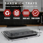 6 Pack Catering Trays with Lid - 15" Serving Trays with Lids - Reusable Serving Platter With Lid for Catering, alternate view