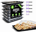 6 Pack Catering Trays with Lid - 18" Serving Trays with Lids - Reusable Serving Platter With Lid for Catering