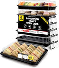 6 Pack Catering Trays with Lids - 13" Serving Tray with Lid, Heavy Duty Recyclable Plastic Party Platters for