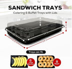 6 Pack Catering Trays with Lids - 13" Serving Tray with Lid, Heavy Duty Recyclable Plastic Party Platters for, alternate view