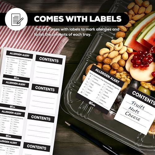 6 Pack Catering Trays with Lids - 13" Serving Tray with Lid, Heavy Duty Recyclable Plastic Party Platters for, alternate view