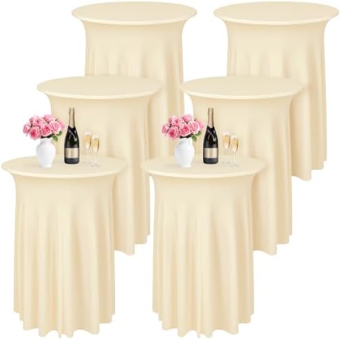 6 Pack Champagne Cocktail Table Cover 32 x 43 Inch with Wavy Skirt in 32 x 43 Inch