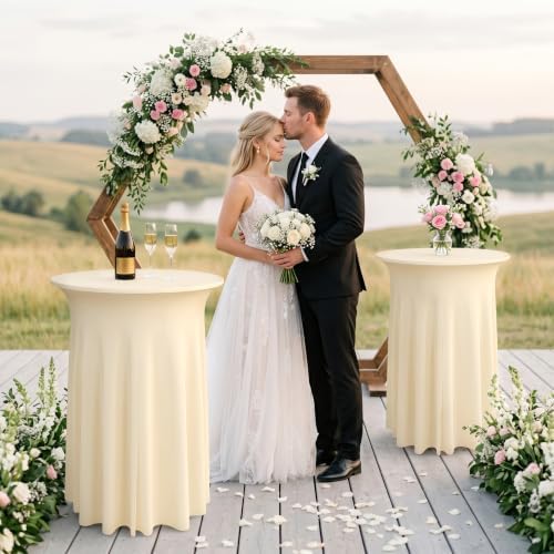 6 Pack Champagne Cocktail Table Cover 32 x 43 Inch with Wavy Skirt in 32 x 43 Inch, alternate view 2