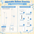 6-Pack Clear Acrylic Balloon Stand Kit, Adjustable Height 11.81 - 27.56 Inches, Reusable Balloon Stick Holder, alternate view