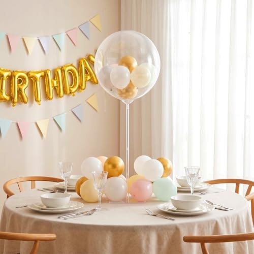 6 Pack Clear Acrylic Balloon Stand Kit Balloon Centerpieces for Tables 15.7 Inch in Clear, alternate view 6