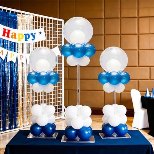 6 Pack Clear Acrylic Balloon Stands for Table Kit, Reusable 15.75 Inch, Balloon Stick with Base Centerpieces, alternate view