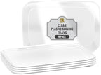 6 Pack Clear Plastic Serving Trays For Party, 12.75 x 8.25 In - Heavy Duty Plastic Trays For Food - Rectangular