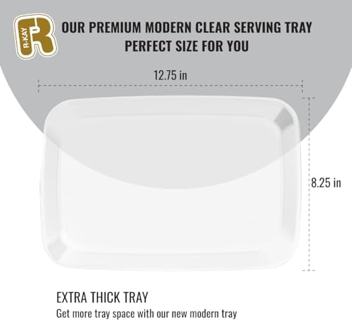 6 Pack Clear Plastic Serving Trays For Party, 12.75 x 8.25 In - Heavy Duty Plastic Trays For Food - Rectangular, alternate