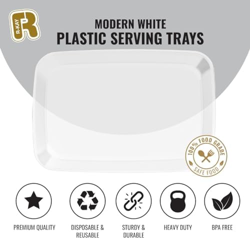 6 Pack Clear Plastic Serving Trays For Party, 12.75 x 8.25 In - Heavy Duty Plastic Trays For Food - Rectangular, alternate