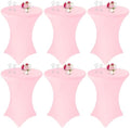 6 Pack Cocktail Spandex Tablecloth 32"x43" Pink Stretch Square Corners Cocktail Table Cover Fitted High Top