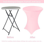 6 Pack Cocktail Spandex Tablecloth 32"x43" Pink Stretch Square Corners Cocktail Table Cover Fitted High Top, alternate view 5