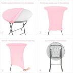 6 Pack Cocktail Spandex Tablecloth 32"x43" Pink Stretch Square Corners Cocktail Table Cover Fitted High Top, alternate view 6