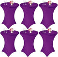 6 Pack Cocktail Spandex Tablecloth 32"x43" Purple Stretch Square Corners Cocktail Table Cover High Top Round