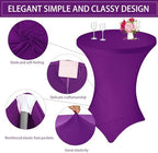6 Pack Cocktail Spandex Tablecloth 32"x43" Purple Stretch Square Corners Cocktail Table Cover High Top Round, alternate view