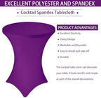 6 Pack Cocktail Spandex Tablecloth 32"x43" Purple Stretch Square Corners Cocktail Table Cover High Top Round, alternate view