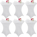 6 Pack Cocktail Spandex Tablecloth 32"x43" White Stretch Square Corners Cocktail Table Cover Fitted High Top