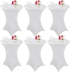 6 Pack Cocktail Spandex Tablecloth 32"x43" White Stretch Square Corners Cocktail Table Cover Fitted High Top