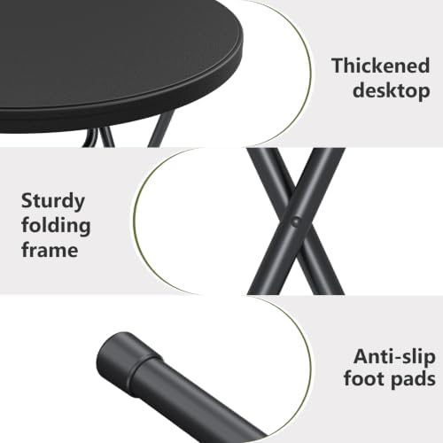6 Pack Cocktail Table, 32 Inch Folding Table, High Top Round Tables, Black in Black, alternate view 3