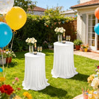 6 Pack Cocktail Table Tablecloth with Skirts 32 x 43Inch Soft Fabric Round High Top Table Cover Stretch Reusable, alternate