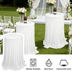 6 Pack Cocktail Table Tablecloth with Skirts 32 x 43Inch Soft Fabric Round High Top Table Cover Stretch Reusable, alternate