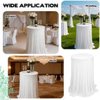 6 Pack Cocktail Table Tablecloth with Skirts 32 x 43Inch Soft Fabric Round High Top Table Cover Stretch Reusable, alternate