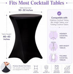 6 Pack Cocktail Tablecloth Bar Top Table Covers Round Black Spandex in Black, alternate view 3