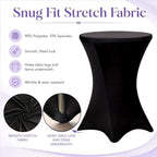 6 Pack Cocktail Tablecloth Bar Top Table Covers Round Black Spandex in Black, alternate view 5