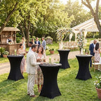 6 Pack Cocktail Tablecloth Bar Top Table Covers Round Black Spandex in Black, alternate view 7