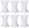 6 Pack Cocktail Tablecloth Bar Top Table Covers Round White Spandex in White