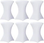 6 Pack Cocktail Tablecloth Bar Top Table Covers Round White Spandex in White