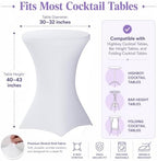 6 Pack Cocktail Tablecloth Bar Top Table Covers Round White Spandex in White, alternate view 3