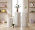 6-Pack Cream White Cylinder Stands For Party, Foldable Cardboard Columns with Acrylic Plates, Multi-Height, alternate view 2