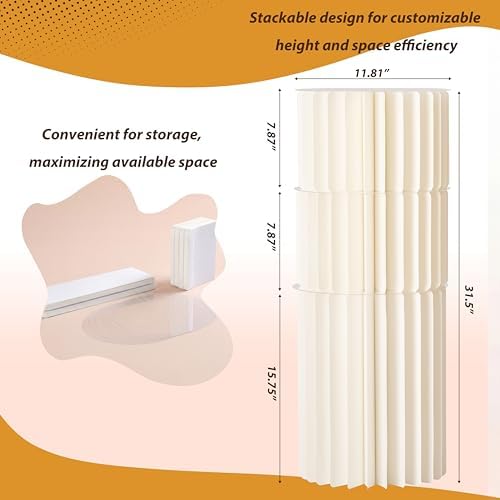 6-Pack Cream White Cylinder Stands For Party, Foldable Cardboard Columns with Acrylic Plates, Multi-Height, alternate view 7