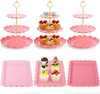 6 Pack Cupcake Stand Set 3 Pcs 3 Tier Gradient Dessert Table Display Stands Cookie Tray Rack 3 X14 in Rectangle
