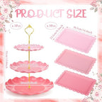 6 Pack Cupcake Stand Set 3 Pcs 3 Tier Gradient Dessert Table Display Stands Cookie Tray Rack 3 X14 in Rectangle, alternate