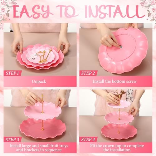 6 Pack Cupcake Stand Set 3 Pcs 3 Tier Gradient Dessert Table Display Stands Cookie Tray Rack 3 X14 in Rectangle, alternate