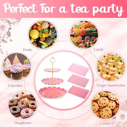 6 Pack Cupcake Stand Set 3 Pcs 3 Tier Gradient Dessert Table Display Stands Cookie Tray Rack 3 X14 in Rectangle, alternate