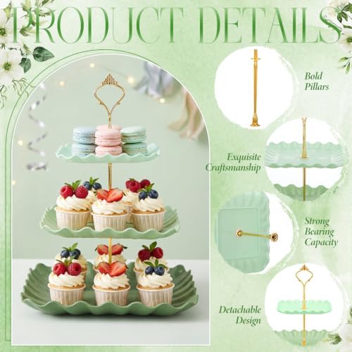 6 Pack Cupcake Stand Set 3 Pcs 3 Tier Gradient Dessert Table Display Stands Cookie Tray Rack 3 X14 in Rectangle, alternate