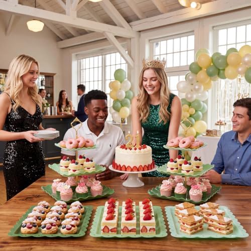 6 Pack Cupcake Stand Set 3 Pcs 3 Tier Gradient Dessert Table Display Stands Cookie Tray Rack 3 X14 in Rectangle, alternate
