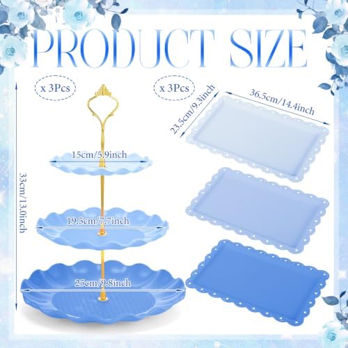 6 Pack Cupcake Stand Set 3 Pcs 3 Tier Gradient Dessert Table Display Stands Cookie Tray Rack 3 X14 in Rectangle, alternate