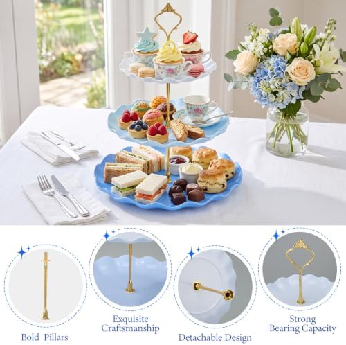 6 Pack Cupcake Stand Set 3 Pcs 3 Tier Gradient Dessert Table Display Stands Cookie Tray Rack 3 X14 in Rectangle, alternate