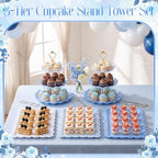 6 Pack Cupcake Stand Set 3 Pcs 3 Tier Gradient Dessert Table Display Stands Cookie Tray Rack 3 X14 in Rectangle, alternate
